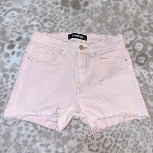 EXPRESS | Women’s Blush High Rise Denim Fitted Shorts Size 4